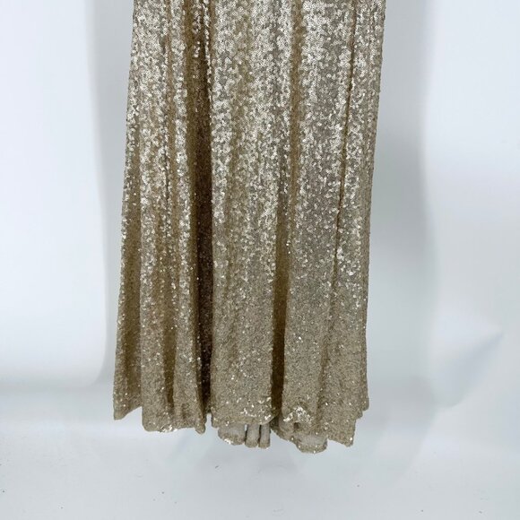 NWT Theia Bridesmaids Gigi Matte Gold Sequins Gown - Picture 5 of 12